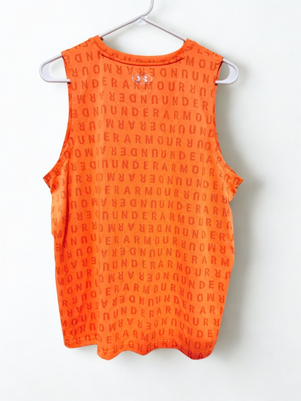 Under Armour Women's XL Orange All Over Logo Tank Top Sleeveless PTP 22 - Picture 3 of 3